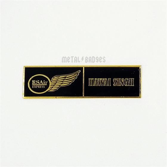 Airline Crew Name Wing Bar - Polished Gold finish Military, Police & Emblem Badges | Metal Badges