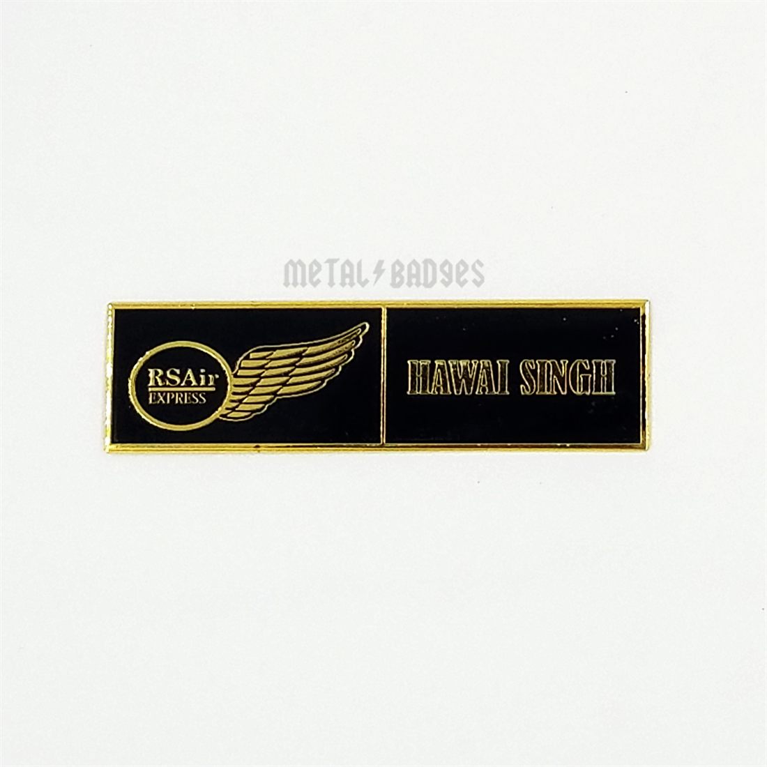Airline Crew Name Wing Bar - Polished Gold finish, Military, Police & Emblem Badges by Metal Badges