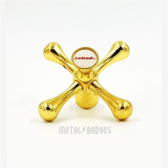 Amlosafe 3D Cross Desk Emblem - Polished Gold finish Custom Metal Badges | Metal Badges
