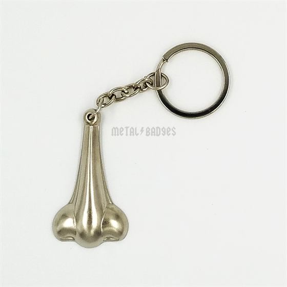 Anatomical Nose Keychain - Silver/Nickel finish Metal Keychains | Metal Badges