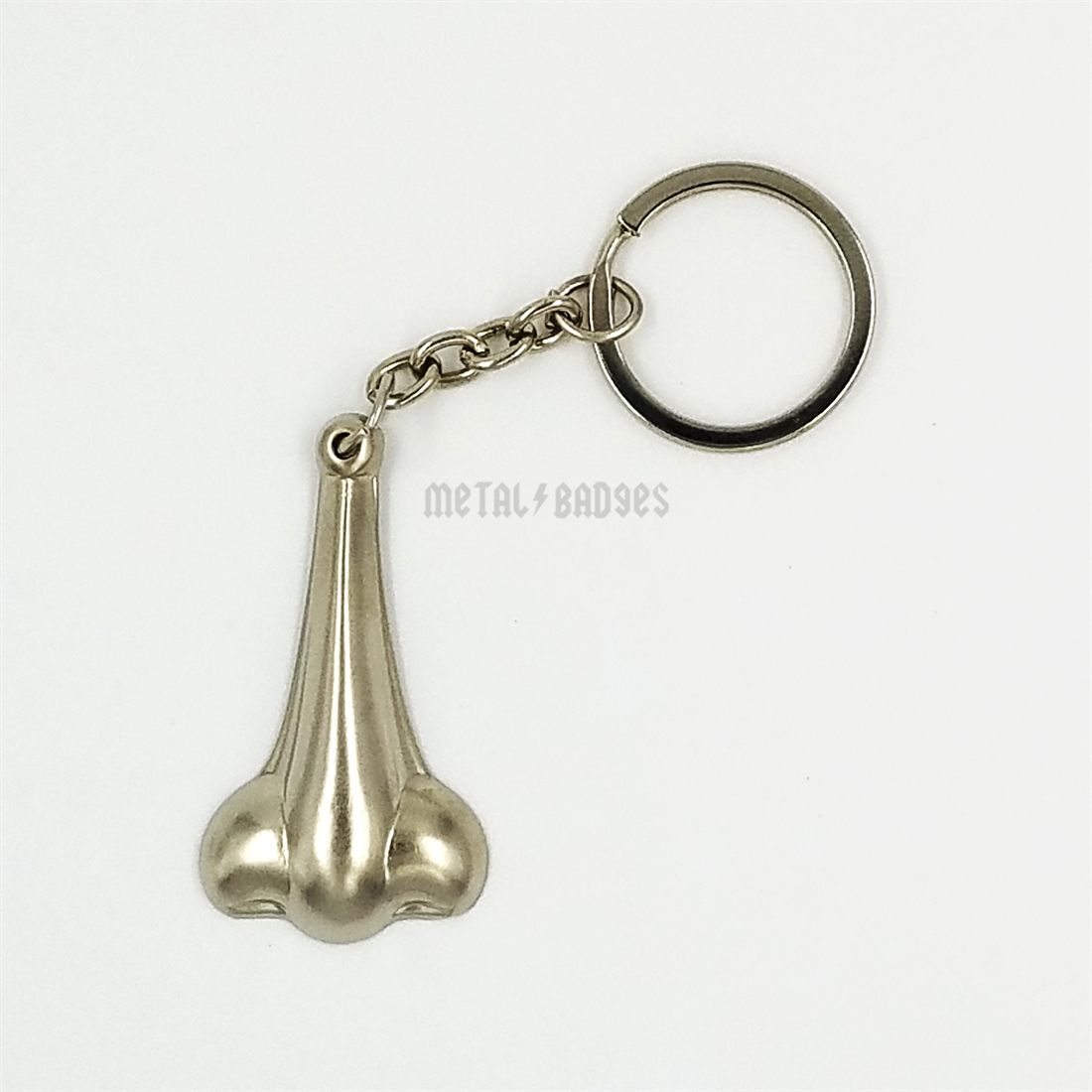 Anatomical Nose Keychain - Silver/Nickel finish, Metal Keychains by Metal Badges