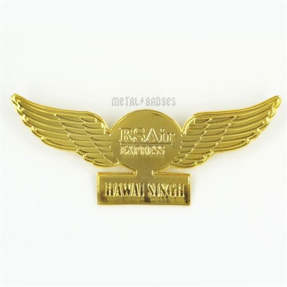 Aviation Pilot Wings Badge - Polished Gold finish Military, Police & Emblem Badges | Metal Badges