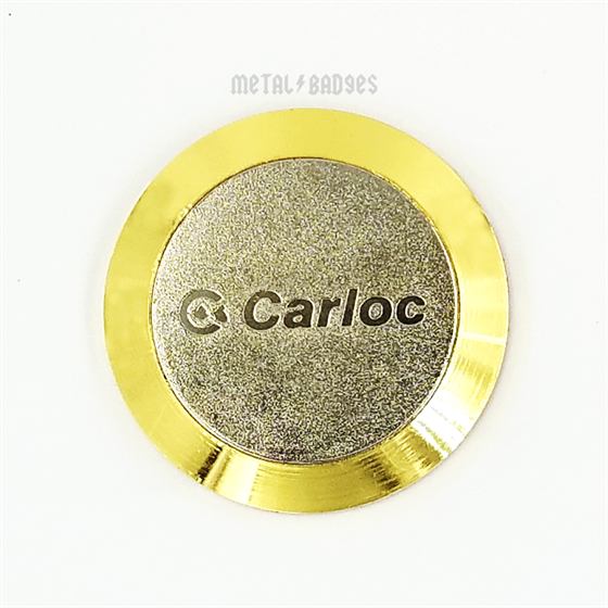 Carloc Magnetic Round Badge - Polished Gold finish Magnetic Back Badges | Metal Badges