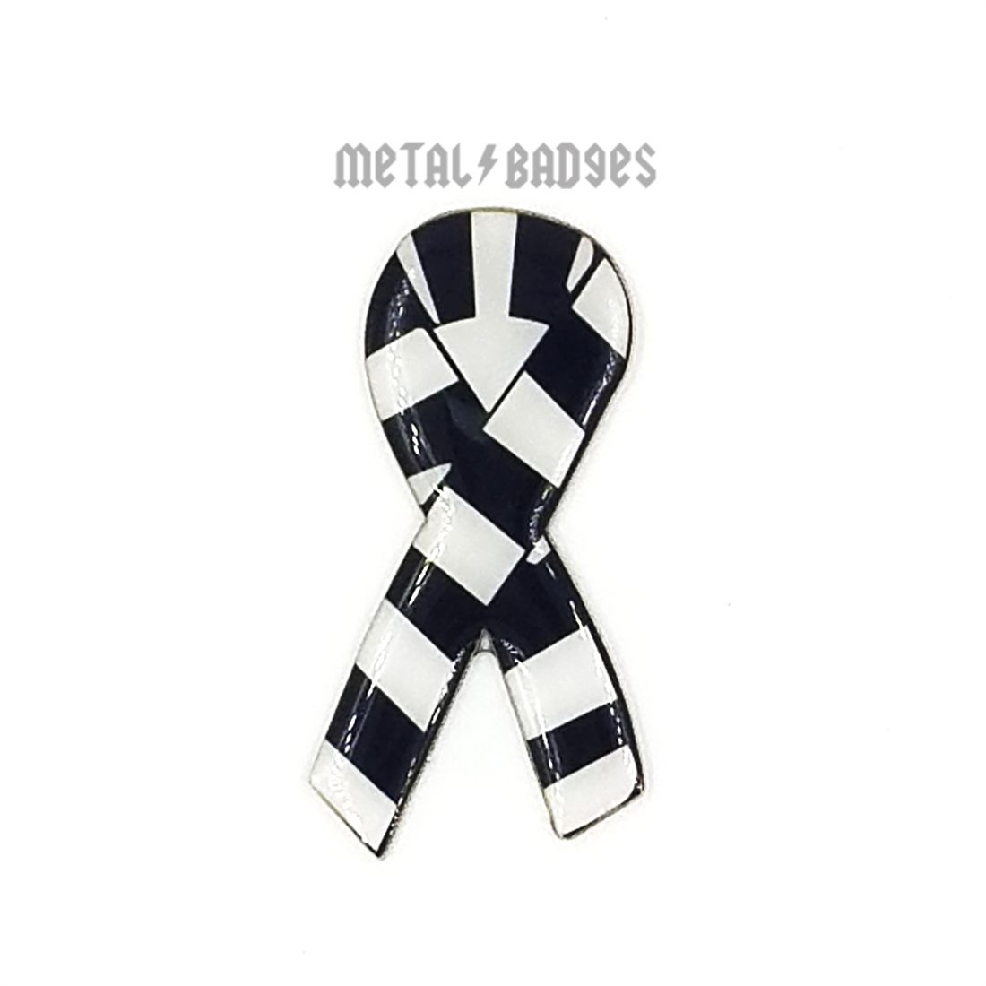 Chequered Awareness Ribbon Pin - Enamel Colour finish, Enamel Lapel Pins by Metal Badges