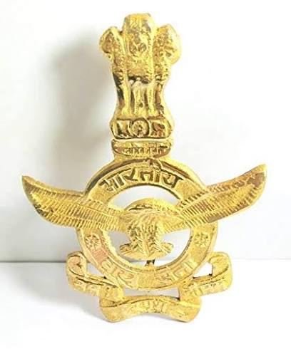 Indian Air Force Badge - Design 03 - Polished Gold finish Defence | Metal Badges