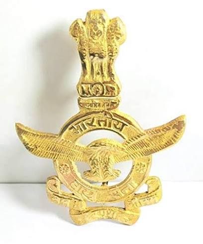 Indian Air Force Badge - Design 03 - Polished Gold finish, Defence by Metal Badges