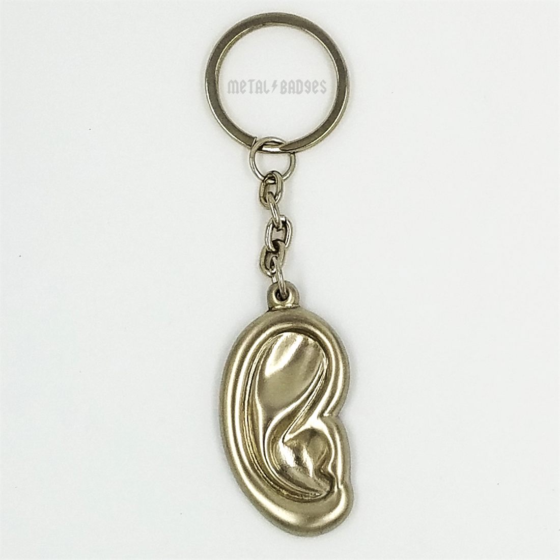 Ear Anatomy Keychain - Silver/Nickel finish, Metal Keychains by Metal Badges