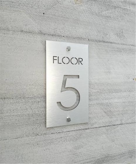 Building & Room Signboard - Design 03 - Brushed Steel finish Hospitality | Metal Badges