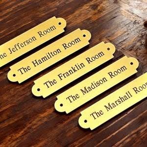 Hotel Name Plate - Design 19 - Brushed Steel finish, Hospitality by Metal Badges