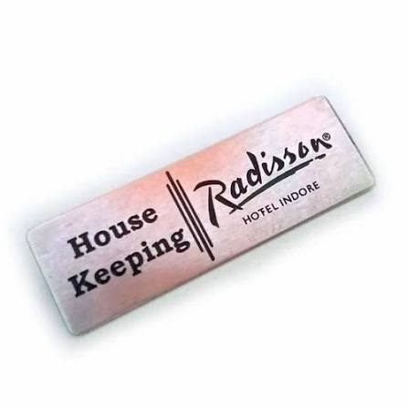 Hotel Name Plate - Design 21 - Brushed Steel finish, Hospitality by Metal Badges