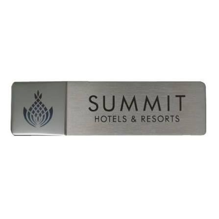 Hotel Name Plate - Design 27 - Brushed Steel finish Hospitality | Metal Badges