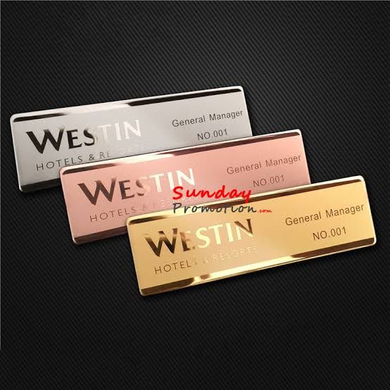 Hotel Name Plate - Design 28 - Brushed Steel finish, Hospitality by Metal Badges