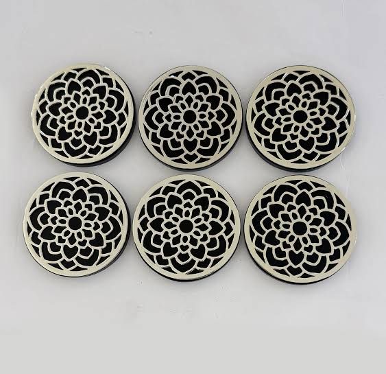 Custom Metal Coaster - Design 30 - Brushed Steel finish, Hospitality by Metal Badges
