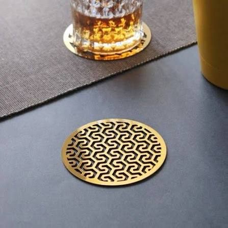 Custom Metal Coaster - Design 33 - Brushed Steel finish, Hospitality by Metal Badges
