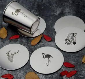 Custom Metal Coaster - Design 34 - Brushed Steel finish Hospitality | Metal Badges