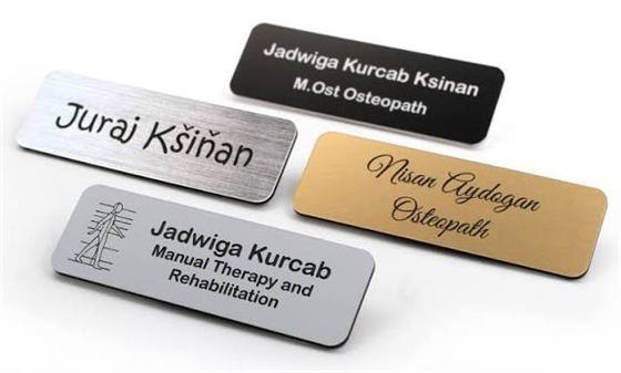 Hospitality Name Badge - Design 49 - Brushed Steel finish Hospitality | Metal Badges