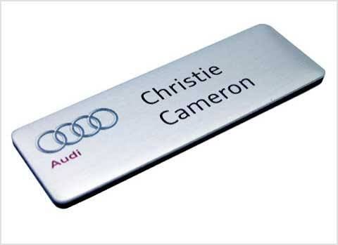 Hospitality Name Badge - Design 58 - Brushed Steel finish Hospitality | Metal Badges