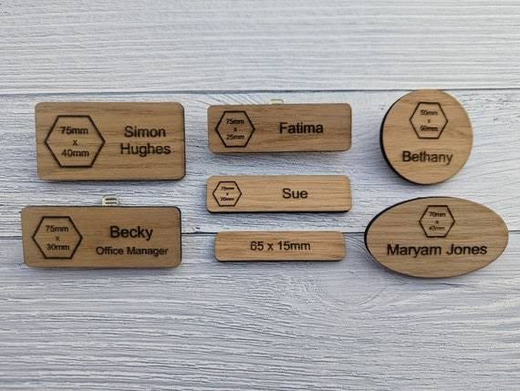 Hospitality Name Badge - Design 59 - Brushed Steel finish, Hospitality by Metal Badges