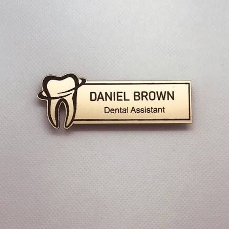 Hospitality Name Badge - Design 60 - Brushed Steel finish Hospitality | Metal Badges