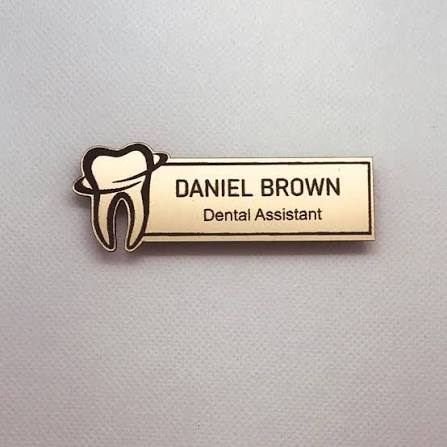 Hospitality Name Badge - Design 60 - Brushed Steel finish, Hospitality by Metal Badges
