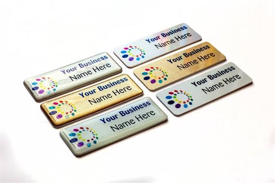 Hospitality Name Badge - Design 64 - Brushed Steel finish Hospitality | Metal Badges
