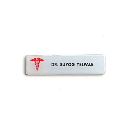 Hospitality Name Badge - Design 65 - Brushed Steel finish Hospitality | Metal Badges