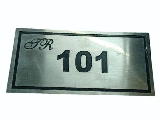 Metal Room Number Plate - Design 67 - Brushed Steel finish Hospitality | Metal Badges