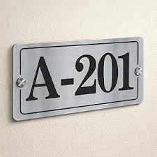 Metal Room Number Plate - Design 69 - Brushed Steel finish Hospitality | Metal Badges