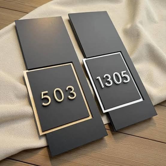 Metal Room Number Plate - Design 74 - Brushed Steel finish Hospitality | Metal Badges