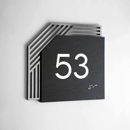 Metal Room Number Plate - Design 80 - Brushed Steel finish, Hospitality by Metal Badges
