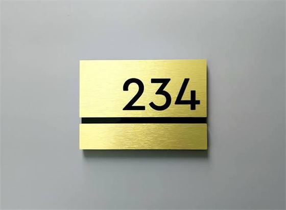 Metal Room Number Plate - Design 81 - Brushed Steel finish Hospitality | Metal Badges