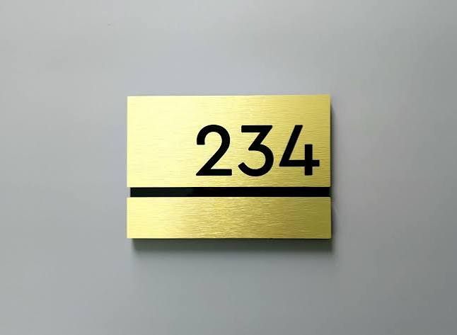 Metal Room Number Plate - Design 81 - Brushed Steel finish, Hospitality by Metal Badges