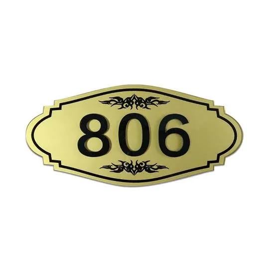 Metal Room Number Plate - Design 84 - Brushed Steel finish Hospitality | Metal Badges