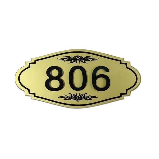 Metal Room Number Plate - Design 84 - Brushed Steel finish, Hospitality by Metal Badges
