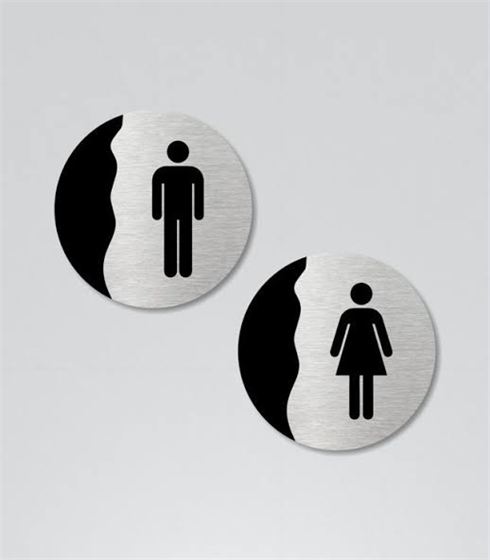 Metal Toilet Sign - Design 88 - Brushed Steel finish Hospitality | Metal Badges