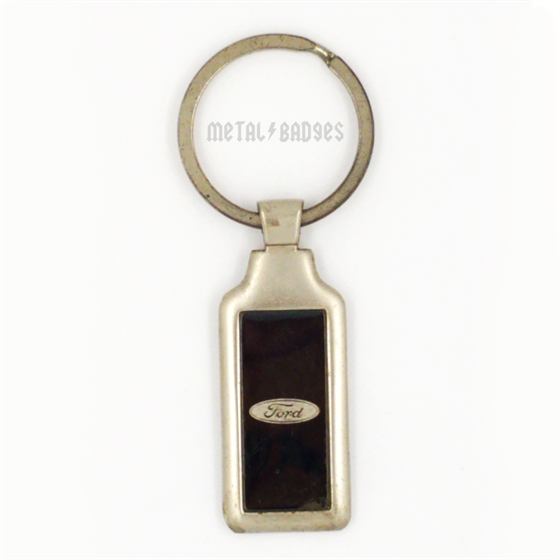 Executive Leatherette Metal Keychain - Chrome finish Metal Keychains | Metal Badges