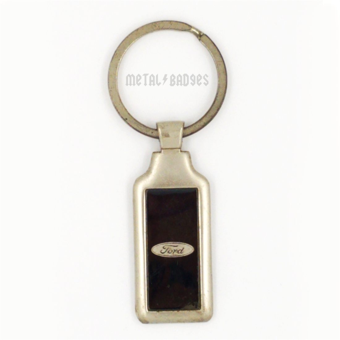 Executive Leatherette Metal Keychain - Chrome finish, Metal Keychains by Metal Badges