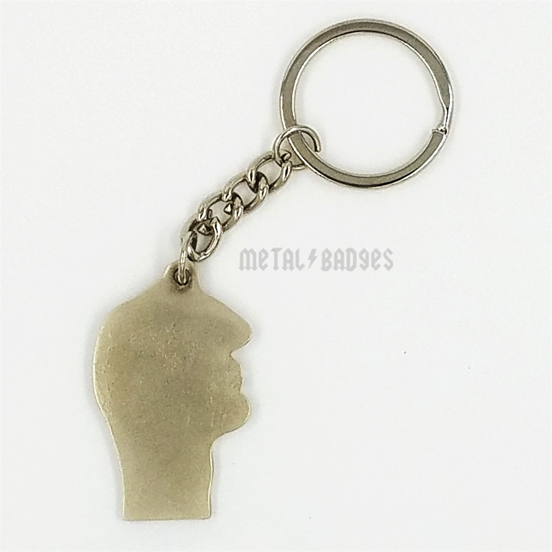 Profile Head Keychain - Antique Brass finish, Metal Keychains by Metal Badges