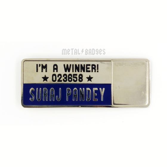 Reusable Window Name Badge - Silver/Nickel finish Name Badges | Metal Badges