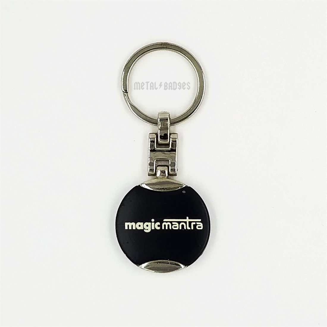 Round Logo Coin Keychain - Chrome finish, Metal Keychains by Metal Badges