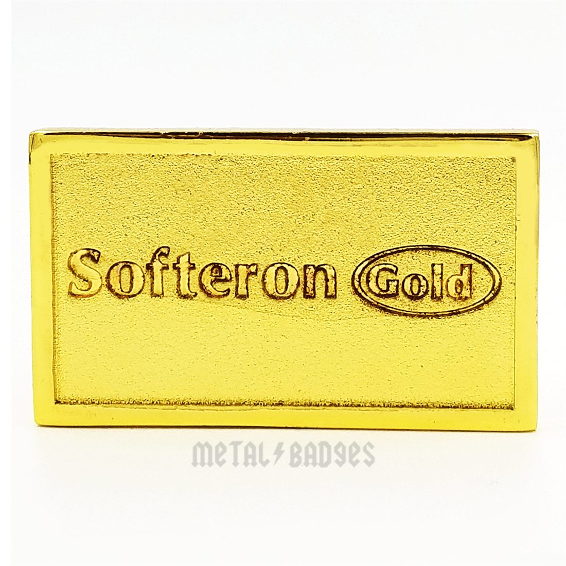 Softeron Gold Embossed Badge - Polished Gold finish, Name Badges by Metal Badges