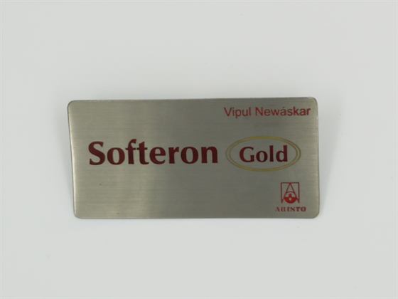 Softeron Steel Name Plate - Brushed Steel finish Name Badges | Metal Badges