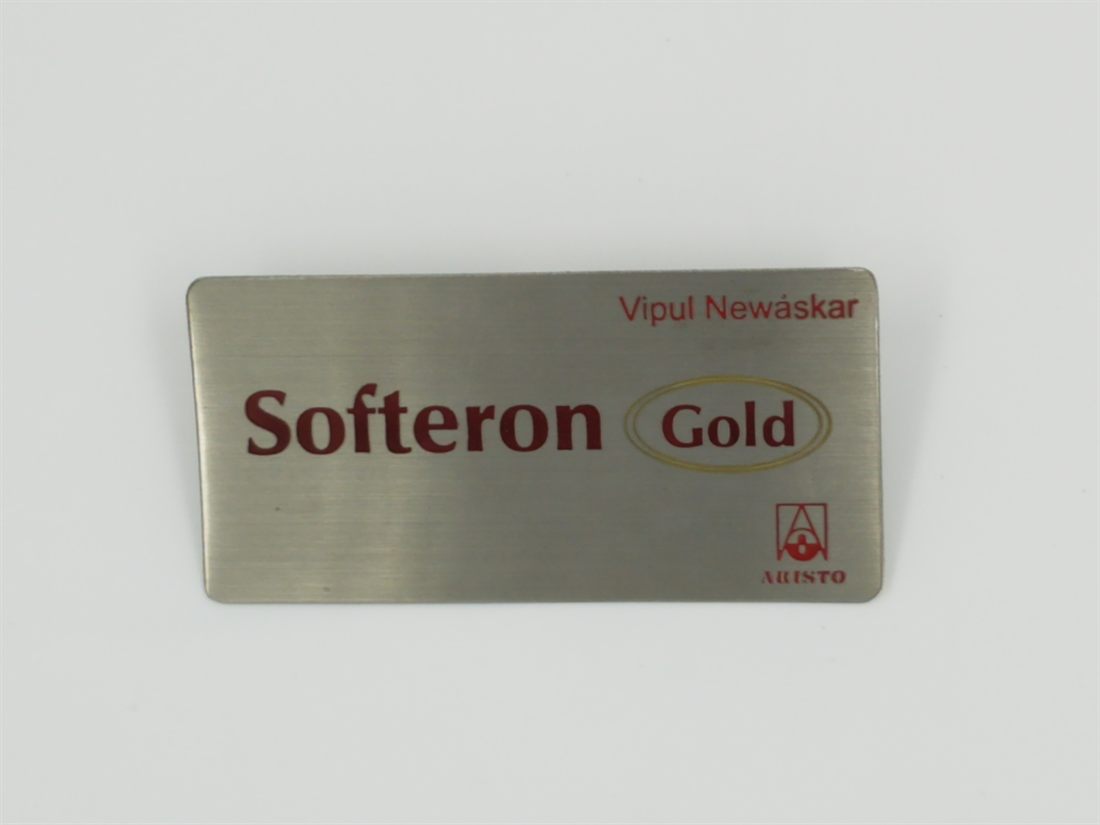 Softeron Steel Name Plate - Brushed Steel finish, Name Badges by Metal Badges