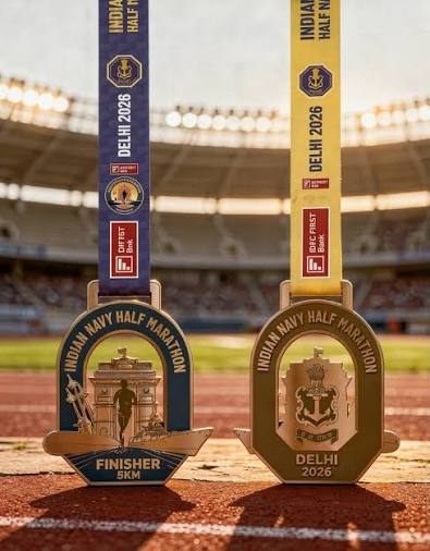 Marathon Finisher Medal - Design 01 - Antique Gold finish, Sports by Metal Badges