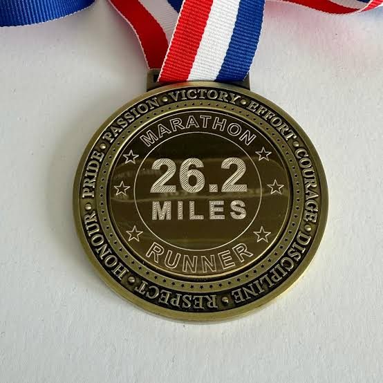 Marathon Finisher Medal - Design 14 - Antique Gold finish, Sports by Metal Badges